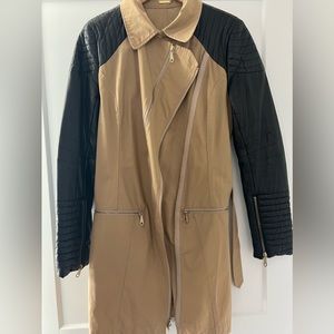 Rebecca Minkoff Kiefer Trench w/ Leather Moto Sleeves